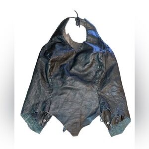 Rebel Spirit Women’s Genuine Leather Biker Halter Top Large